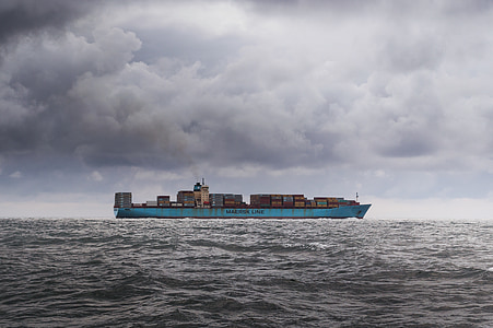 container, con tàu, bầu trời, đám mây, tối, thời tiết, mưa