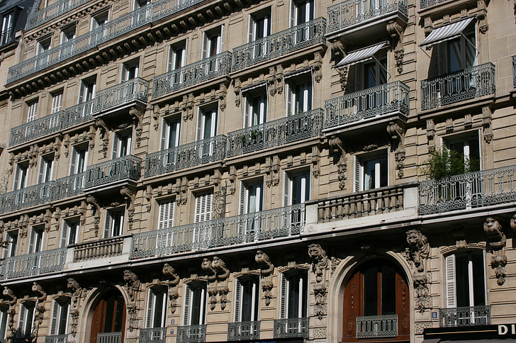 facade, windows, building, paris