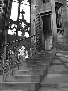 schody, Poręcze, Katedra w Ulm, budynek, Ulm, Münster, piaskowca