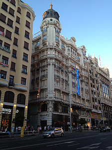 Мадрид, Гран-Виа, здание, Архитектура, центр города, Испания, цикл