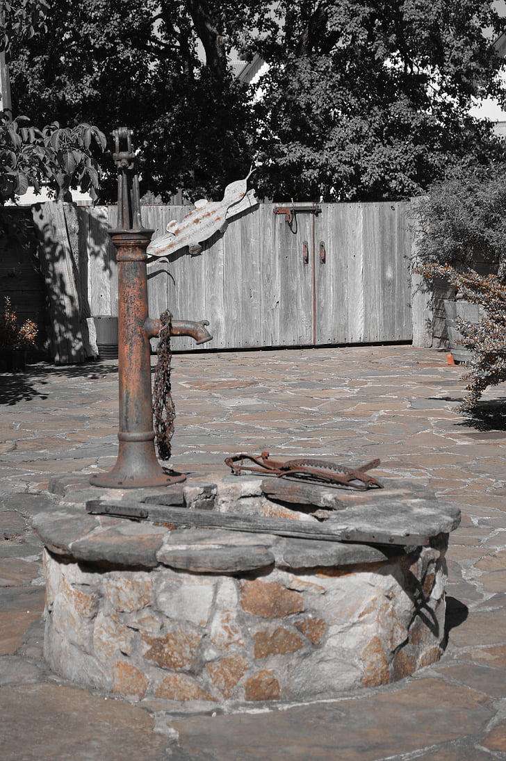 water pump, monochrome, artistic