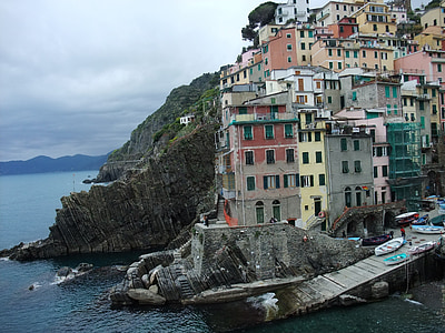 cinque terre, village on the rocky coast, houses on hillside