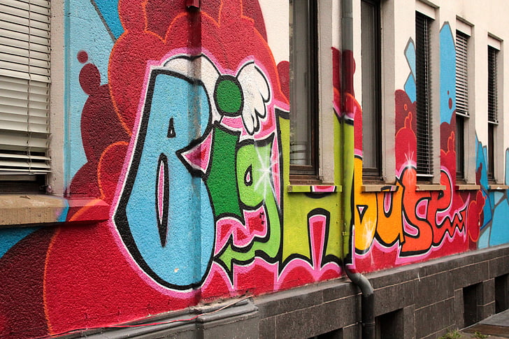 graffiti, hauswand, wall, home, building, facade, color