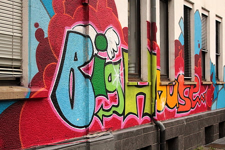 Graffiti, hauswand, bức tường, Trang chủ, xây dựng, mặt tiền, màu sắc