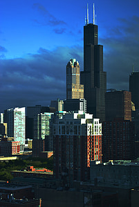 Chicago, Willis tower, Miasto, centrum miasta, Illinois, Stany Zjednoczone Ameryki, Urban