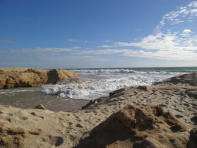 lagon, manquement à, embouchure de la rivière, mer, plage, vagues, Algarve