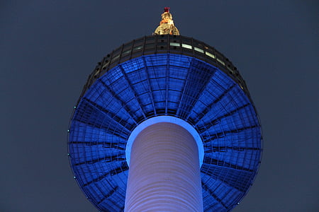 Namsan, n seoul tower, Seoul, Republikken korea, Namsan tower, nattevisning