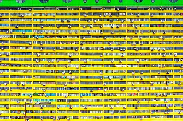 Архитектура, здание, Высотное здание, Windows, желтый, стола, зеленый цвет