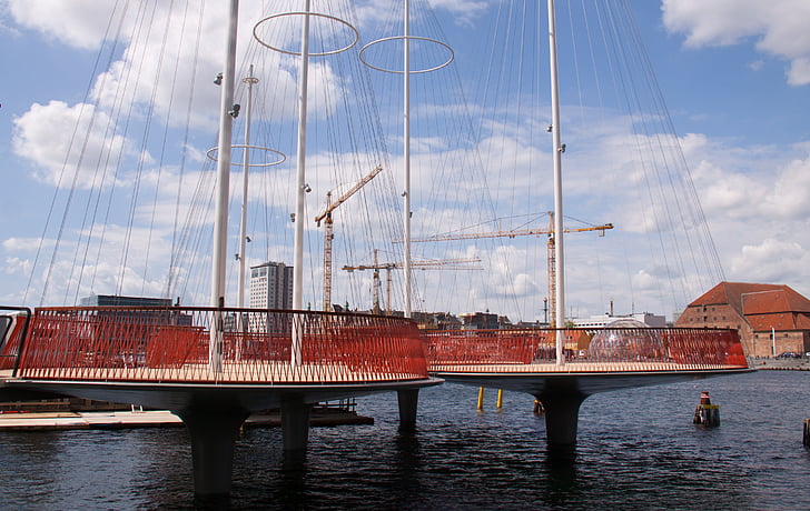 мост, кръгова, Копенхаген, пристанище, Датски, Дания, скандинавските