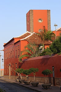 tenerife, canary islands, spain, red, church, house of worship, building