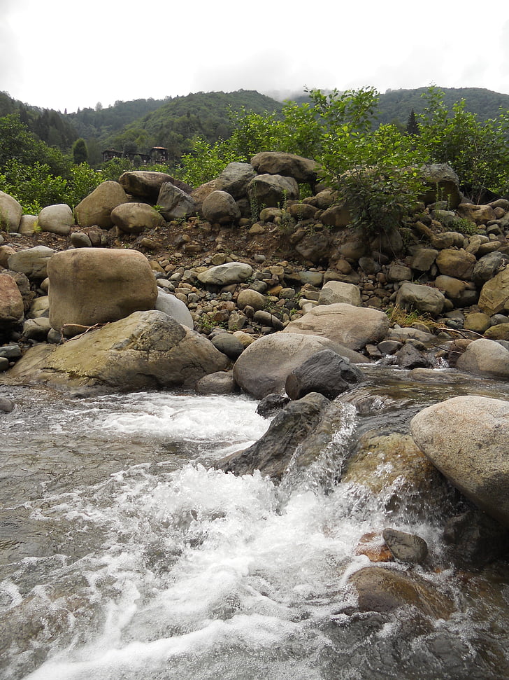 river, rocks, water, outdoor, stream