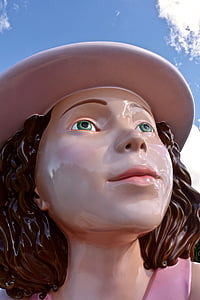 kvinna, dummy, skulptur, skyltdocka, statyett, kvinna, ansikte