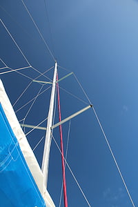 segel, riggning, mast, båt, blå, Sky