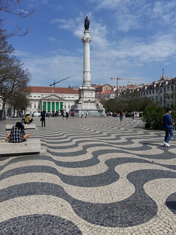 Lisbonne, monument, Portugal, célèbre place, gens