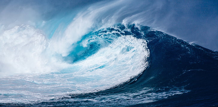 vlna, Atlantic, Pacific, Ocean, obrovský, veľké, modrá