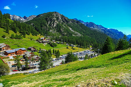 vila, Moutain, Alpes, Itália, montanha, natureza, céu