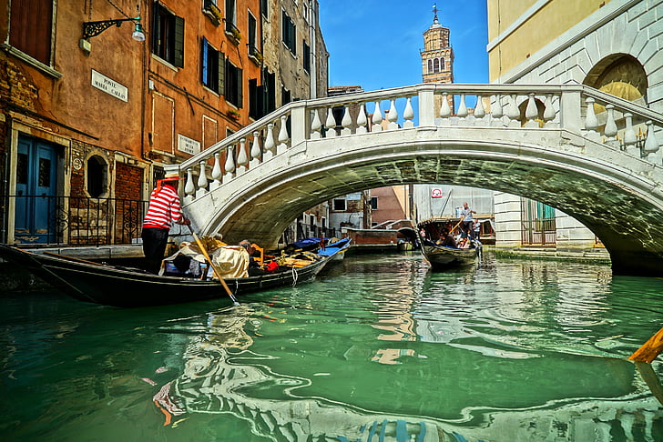 Veneza, Itália, ponte, mar, vezes, viagens, manhã de Veneza