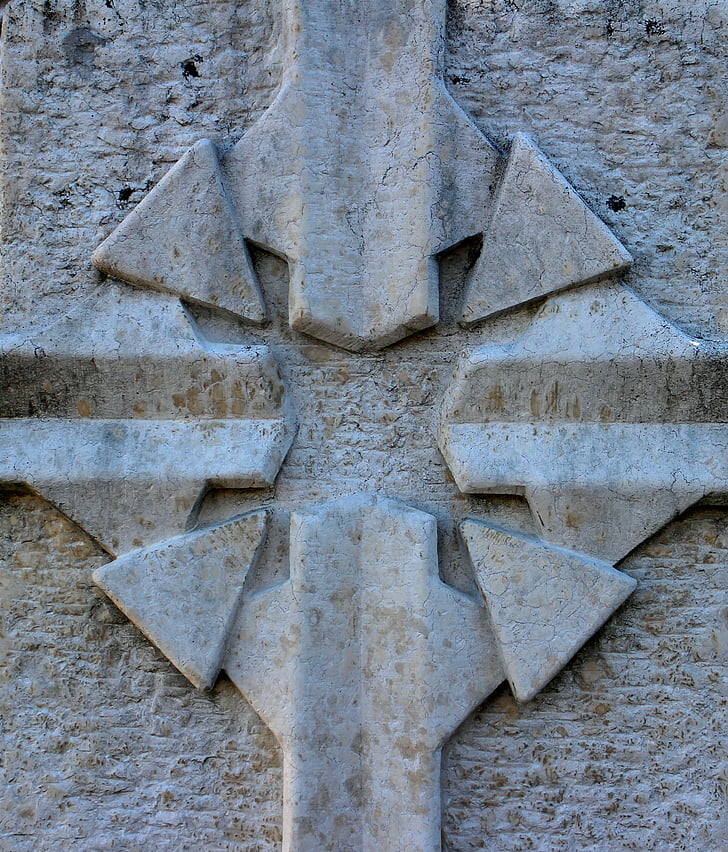 Relief, kamień, Symbol, Krzyż, promienie
