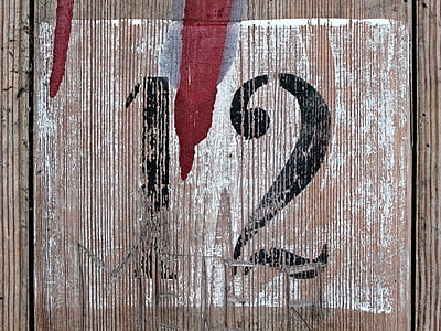 zwölf, Anzahl, Holz, Tür, Board, Ziffer, Schild