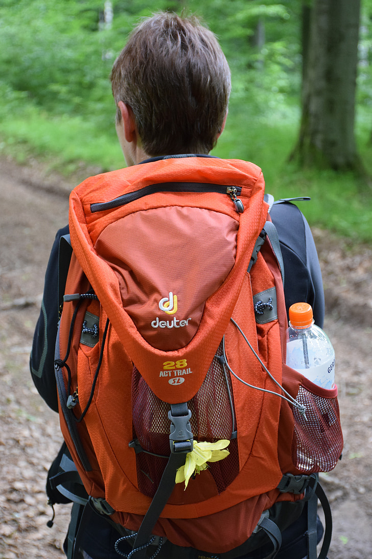 hiking backpack, hiking, nature, deuter, water bottle