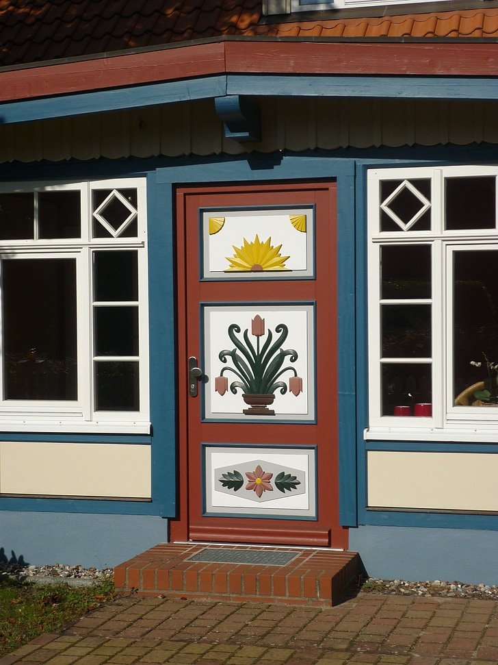 puerta, decoración, talla, entrada, Color, Zingst