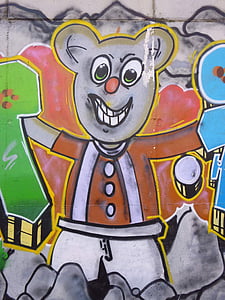 graffiti, medvěd, Miribilla, kresba, umění, Nástěnná malba, Bilbao