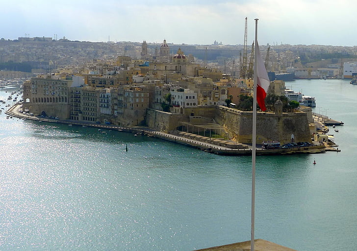 vittoriosa, Malta, mediteranska, zidovi, more, grad, potkrijepiti