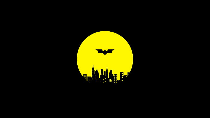 batman, gotham city, night, guardian, darknight, yellow, batman logo