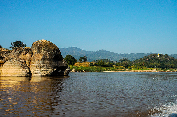 Mekong-folyó, folyó, Chiang kong, Thaiföld, Ázsia, természet, táj