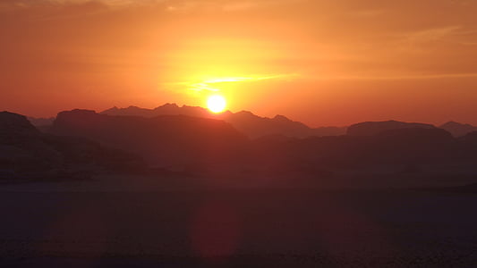 요르단, 사막, 일몰, 자연, 조 경, 산, 일출-새벽