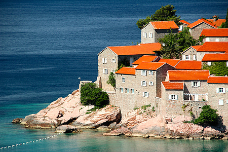 montenegro, island, mediterranean, sea, europe, coastline, town