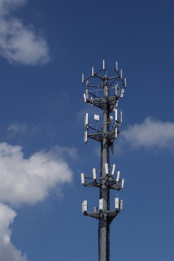 Mobilfunkmast, Himmel, Wolken, Technologie, Antenne, Kommunikation, Telefon