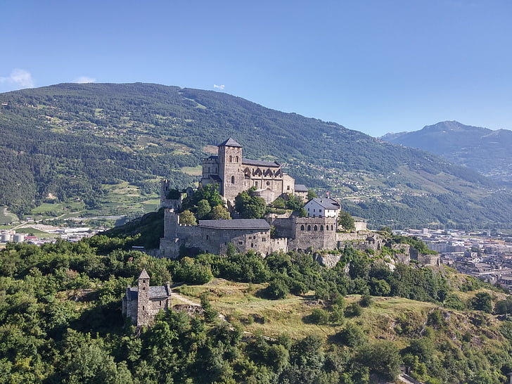 hrad, Sion, Švýcarsko, Evropa, Hora, Historie, staré