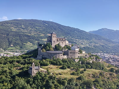 slott, Sion, Schweiz, Europa, Mountain, historia, gamla