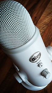 microfono, yeti azzurro, bianco, attrezzature, suono, Broadcasting, tecnologia