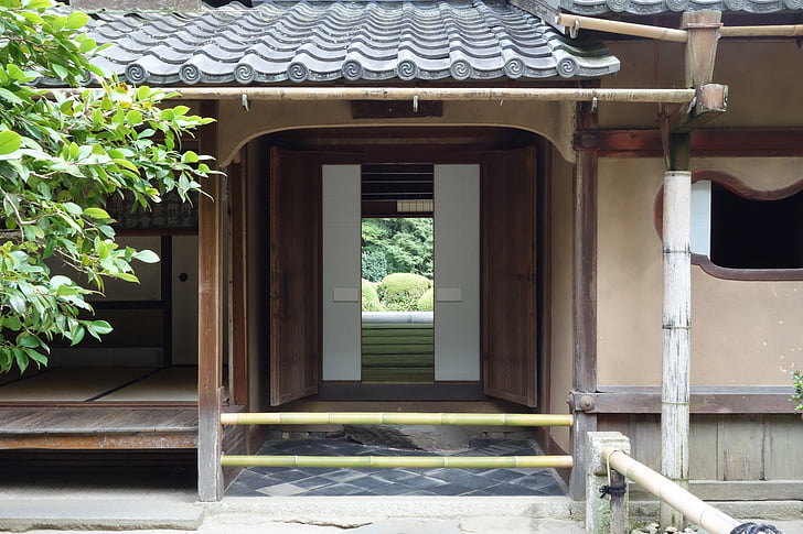 мащаб хол, входната врата, Киото, Япония Градина, Outlook, Шоджи