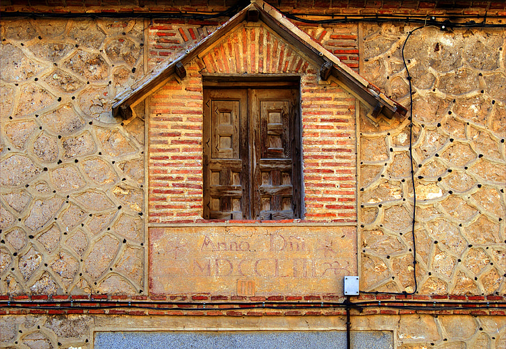 παράθυρο, παλιά, Σεγκόβια, αρχιτεκτονική, πρόσοψη, κτίρια