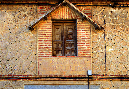 ablak, régi, Segovia, építészet, homlokzat, épületek