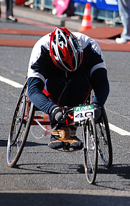 wózek inwalidzki, wyłączone, człowiek, Racer, maraton w Londynie, sportowe, sport niepełnosprawnych