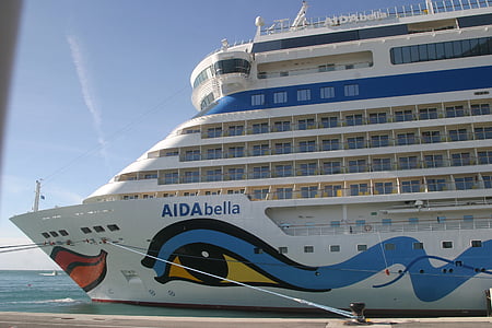Aida, nave da crociera, porta, Malaga, nave, bella Aida, Spagna