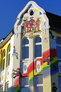 budova, barevné, malované, fasáda, Architektura, Domů Návod k obsluze, okno