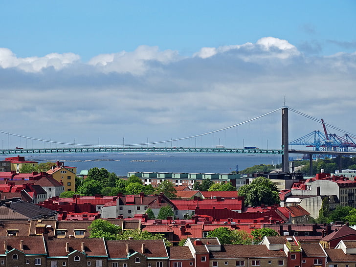 Gothenburg, Älvsborgsbron, Affichage, mer, Bro, paysage urbain, architecture