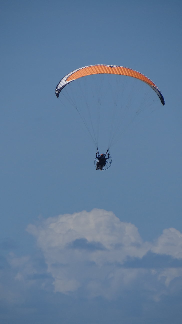 jump, parachute, emotion, cloud, sky, blue, paratroopers