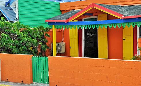 cores, casa colorida, casas, rua, casas coloridas, Windows, persianas