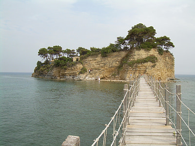 Zakynthos, paesaggio, Isola, montagna, acqua, in legno, Ponte
