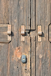 deur, hout, textuur, verf, ijzer, roest, oude