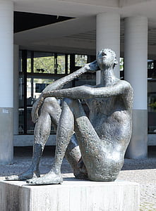 scultura, Pforzheim, arte, nudo, atto, uomo, testa