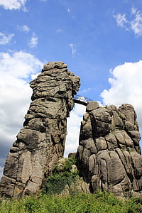 externsteine, Rock, Teutoburgerskoven, sten, natur, Sky