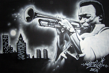 Miles davis, hudebník, trubka, jazzman, grafiti, pouliční umění