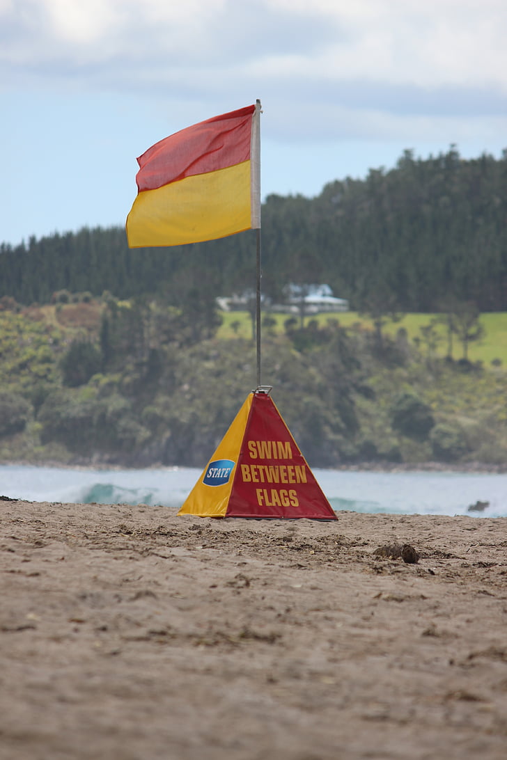 penjaga pantai, Bendera lifeguard, hidup hemat, bendera, Pantai, laut, laut